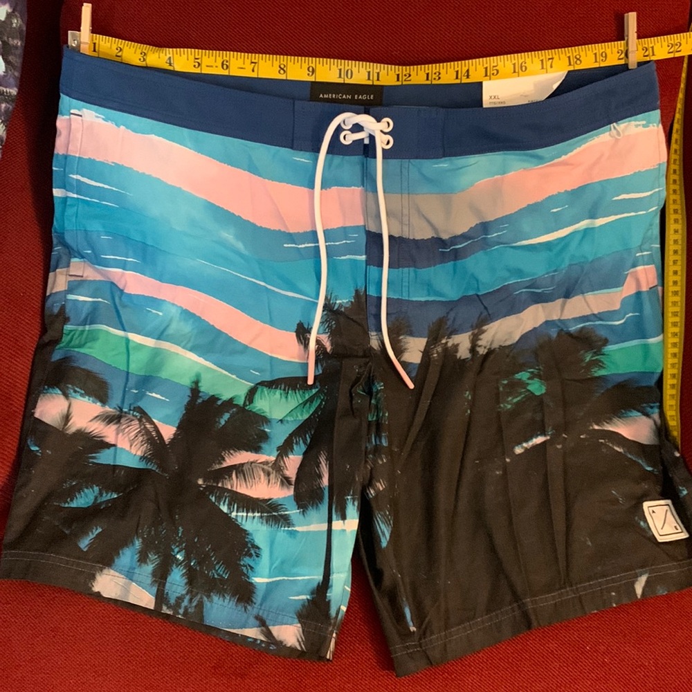 NWT American Eagle Men’s Swimsuit Board Short XXL  Palm Tree, Island,